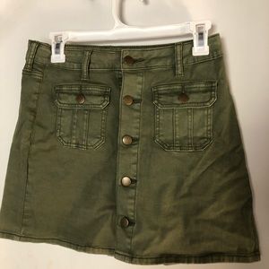 Altar’d State Hunter Green Button Mini Skirt